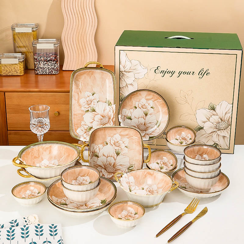 Camellia light luxury underglaze ceramic tableware