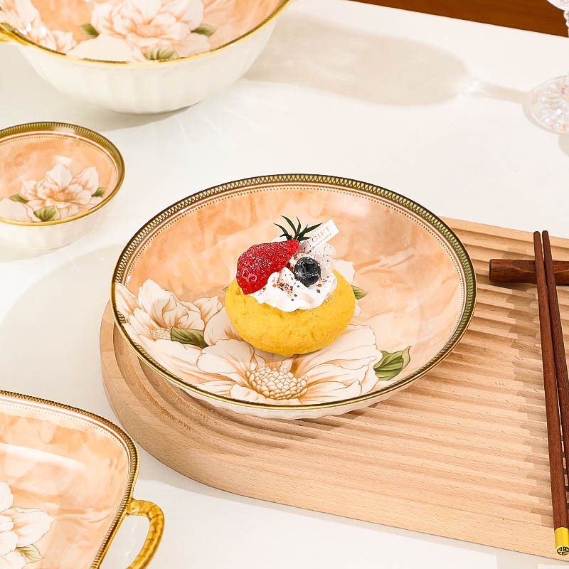 Camellia light luxury underglaze ceramic tableware