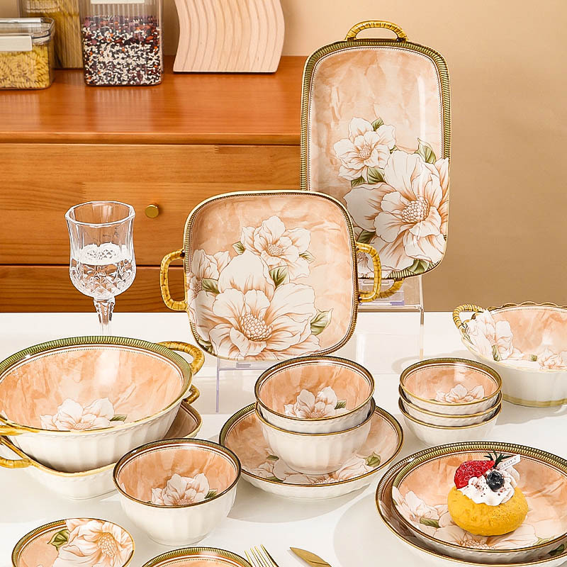 Camellia light luxury underglaze ceramic tableware