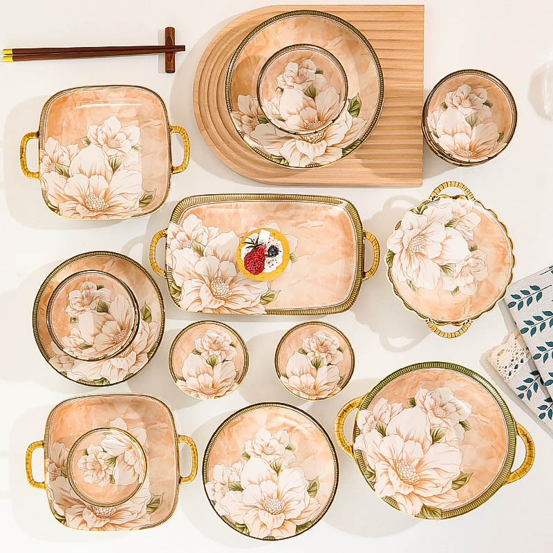 Camellia light luxury underglaze ceramic tableware