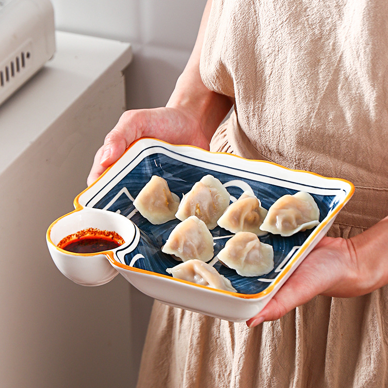 Dumpling dish household with vinegar dish bowl