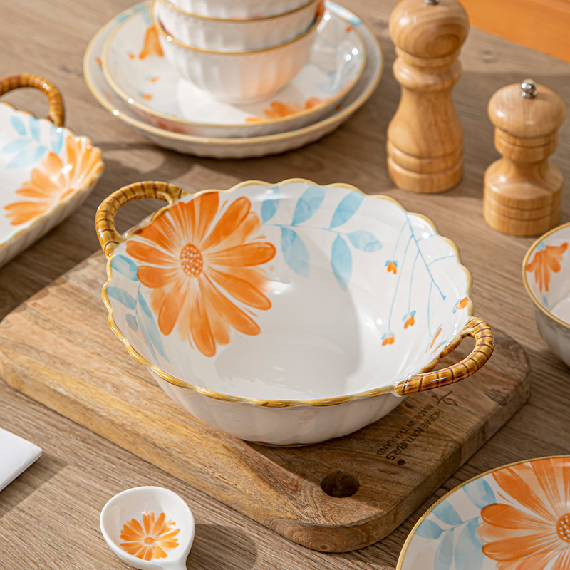Elegant Daisy ceramic bowl combination