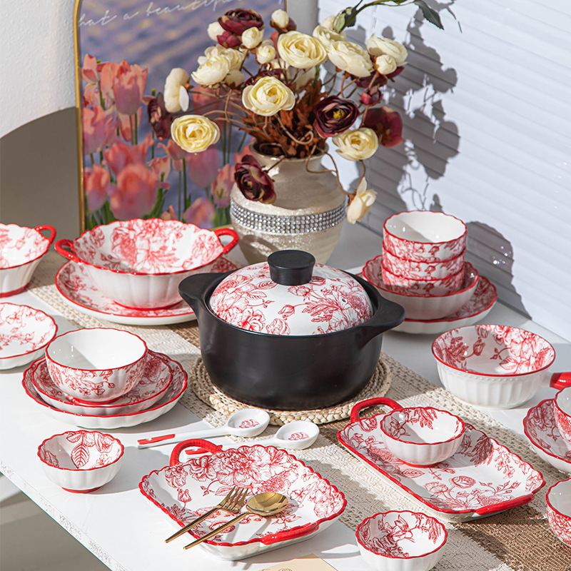 New Chinese style home bowl and plate combination