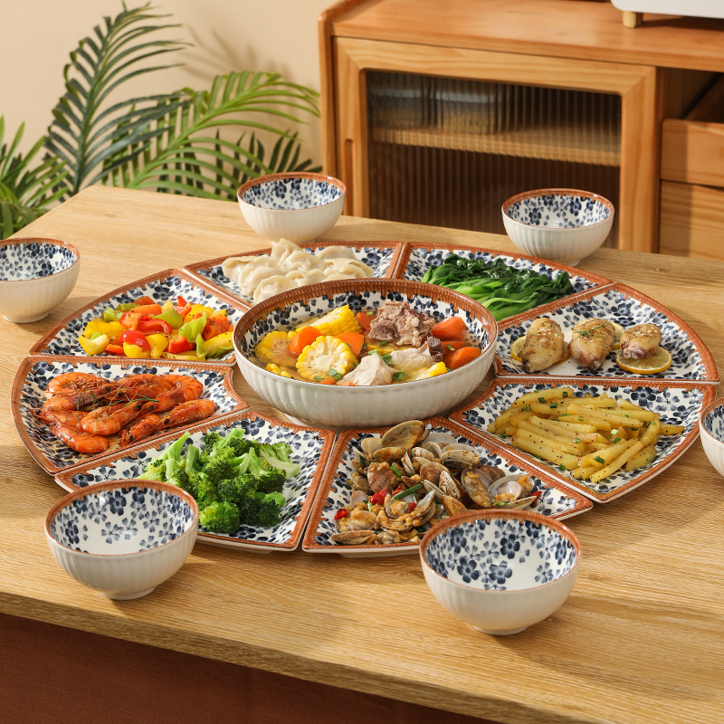 Vintage platter ceramic cutlery set