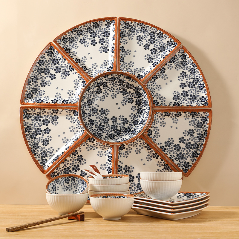 Vintage platter ceramic cutlery set