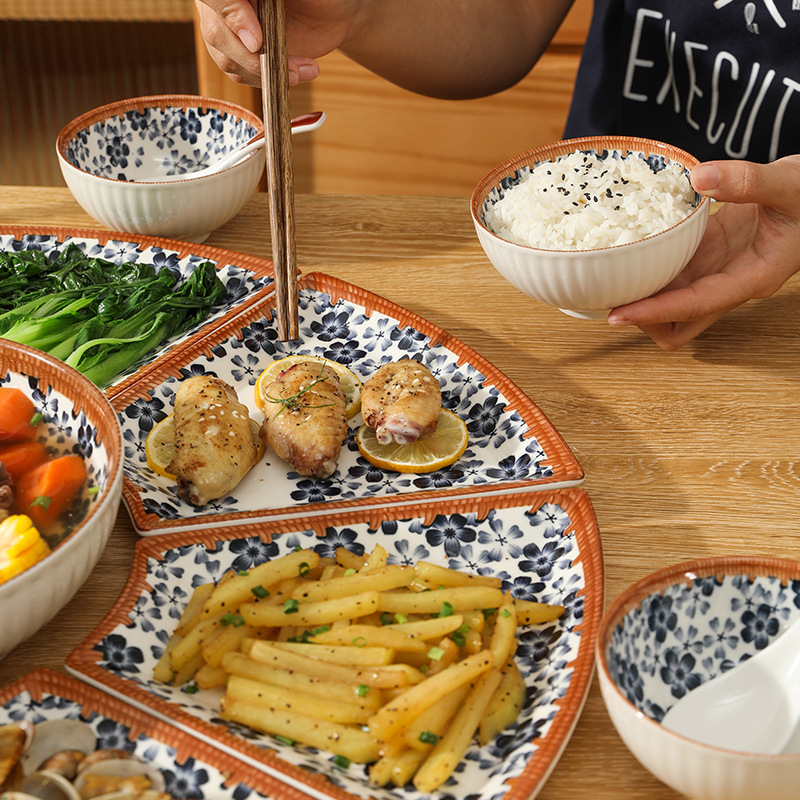 Vintage platter ceramic cutlery set