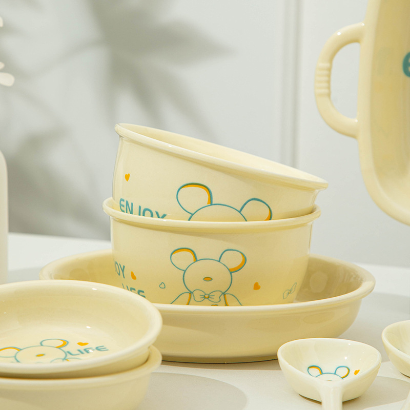 Bowl ceramic high appearance level bowl plate combination