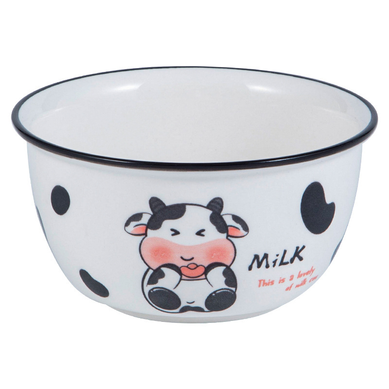 Cartoon children cow bowl and plate combination