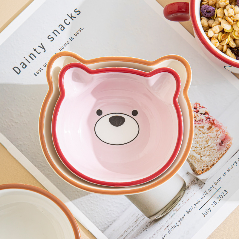 Cartoon cute bear bowl plate combo home