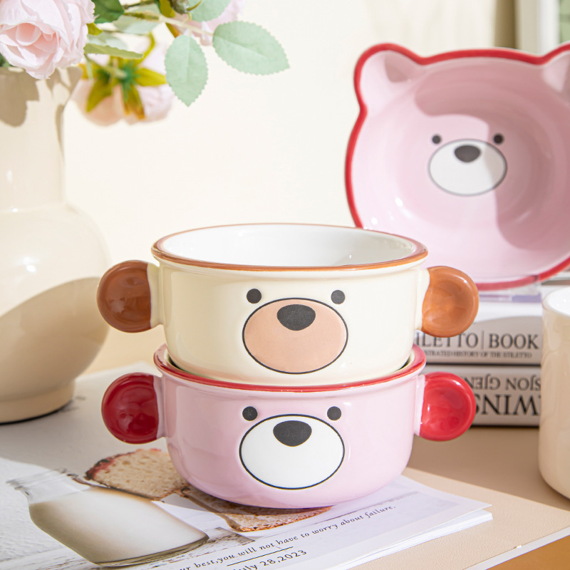 Cartoon cute bear bowl plate combo home