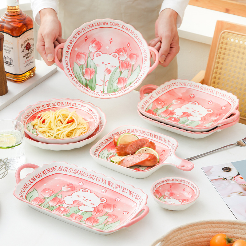 Cute cartoon flower bear ceramic tableware