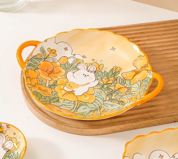 Cute cartoon flower rabbit ceramic tableware
