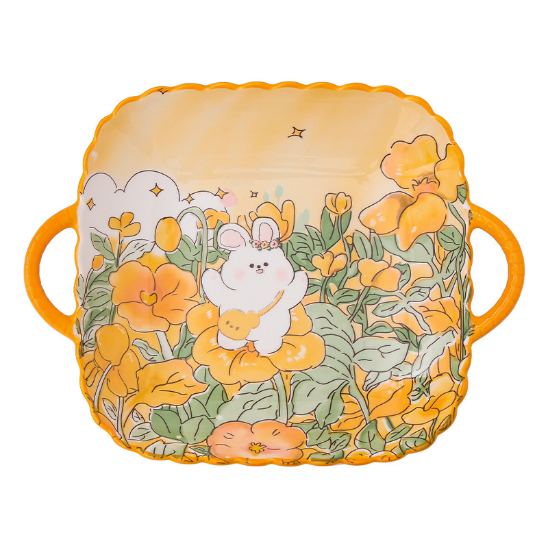 Cute cartoon flower rabbit ceramic tableware
