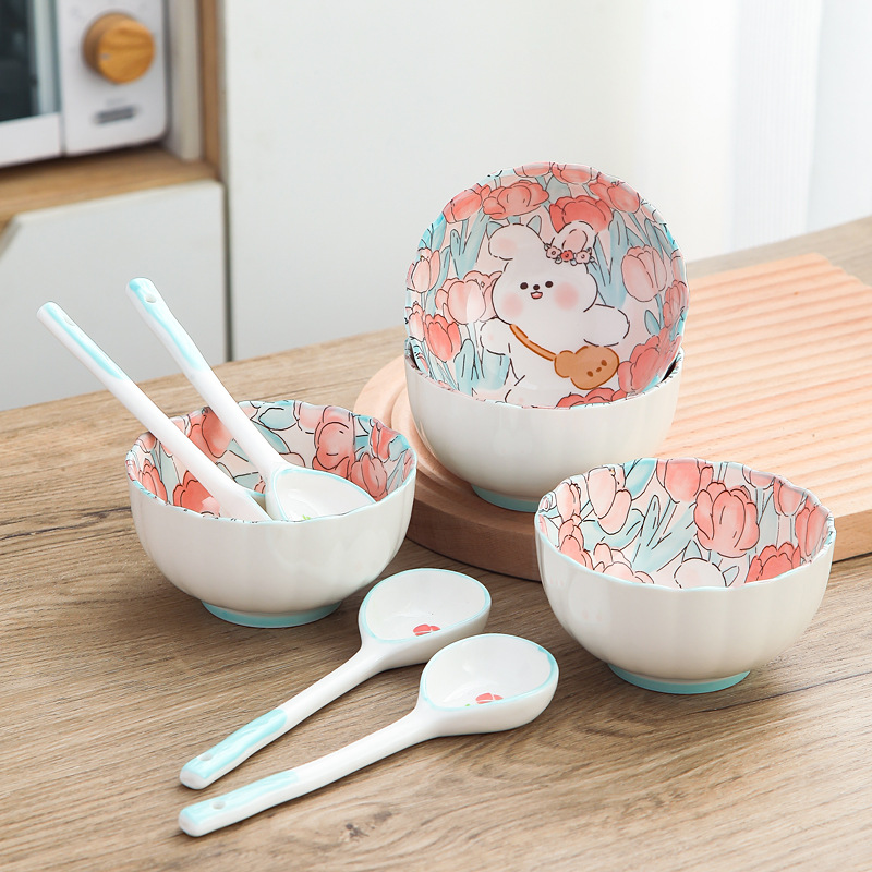 Cute pet cartoon cute ceramic cutlery group