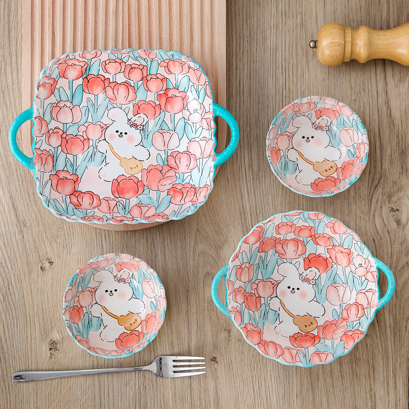 Cute pet cartoon cute ceramic cutlery group