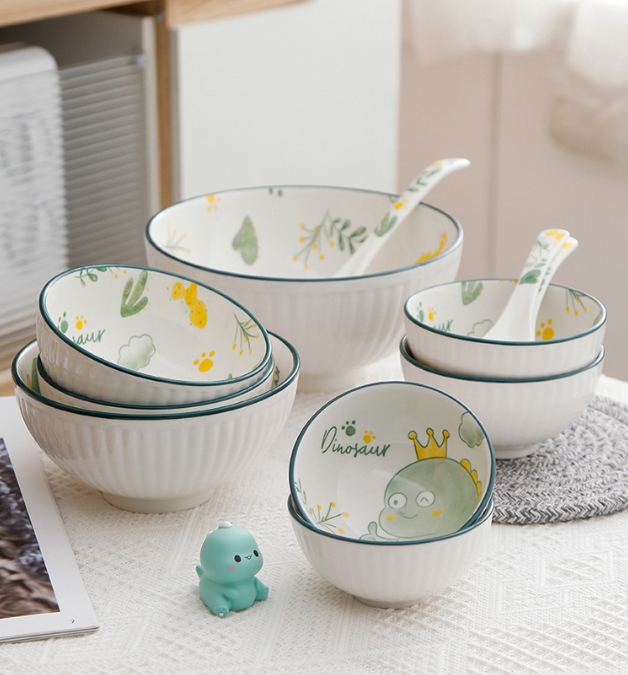 Dinosaur paradise ceramic eat rice bowl