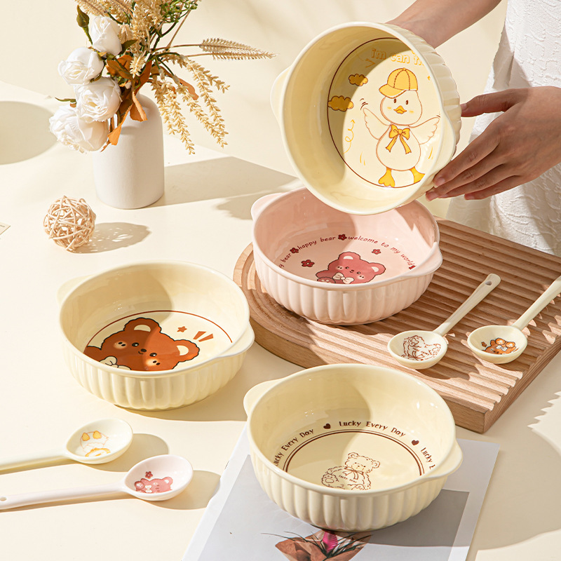 Cartoon high appearance level net red ceramic bowl cute