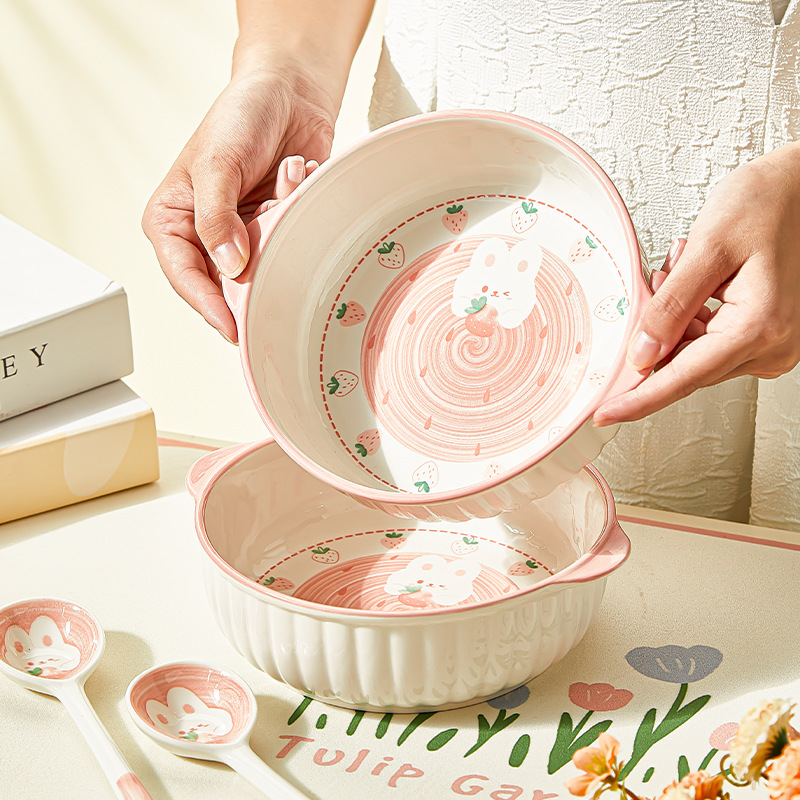 Cartoon high appearance level net red ceramic bowl cute