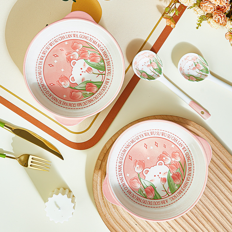 Cartoon high appearance level net red ceramic bowl cute