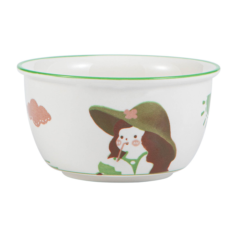 Cartoon Little girl ceramic bowl and plate set