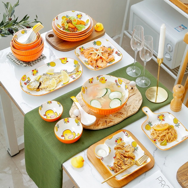 Personalized small yellow duck ceramic bowl