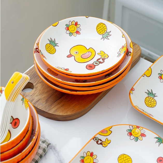 Personalized small yellow duck ceramic bowl