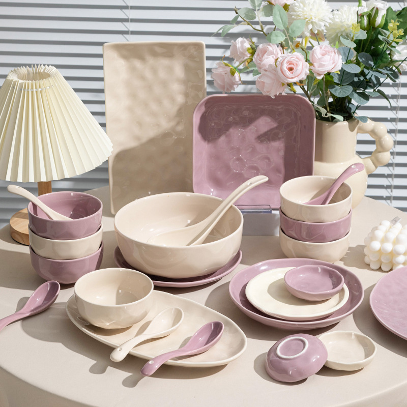 Purple dish set household light luxury tableware