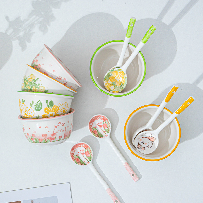 Small fresh children rice bowl rice spoon combination