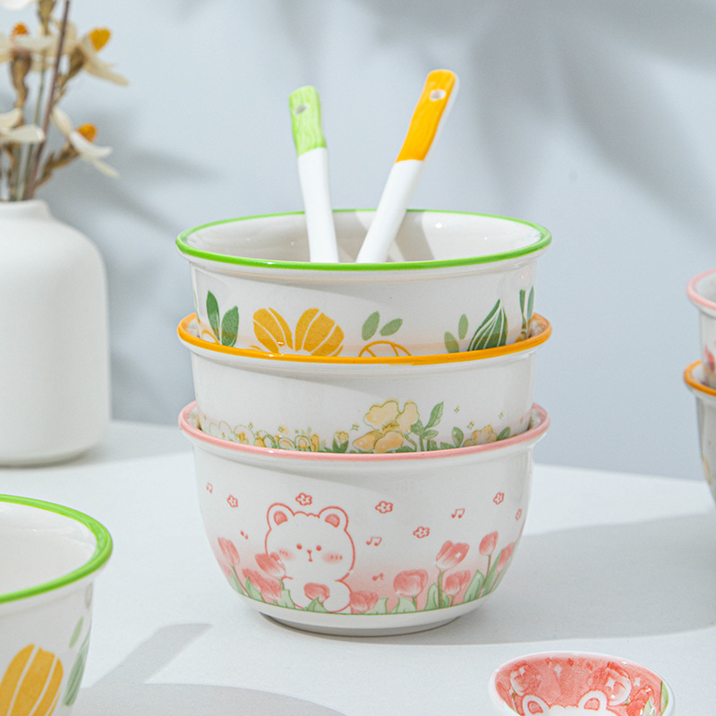 Small fresh children rice bowl rice spoon combination