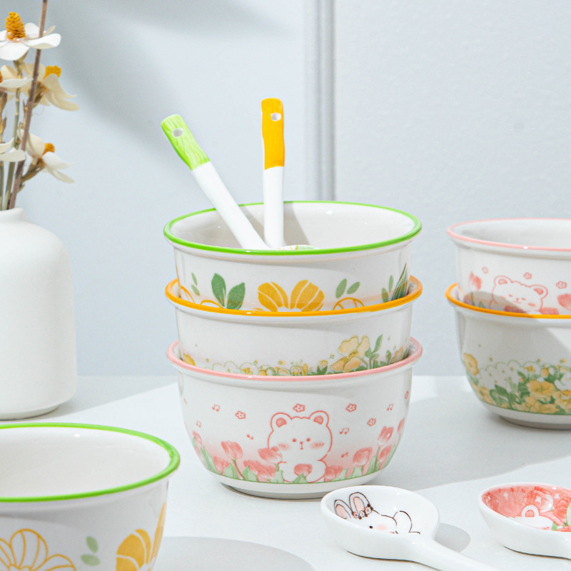 Small fresh children rice bowl rice spoon combination