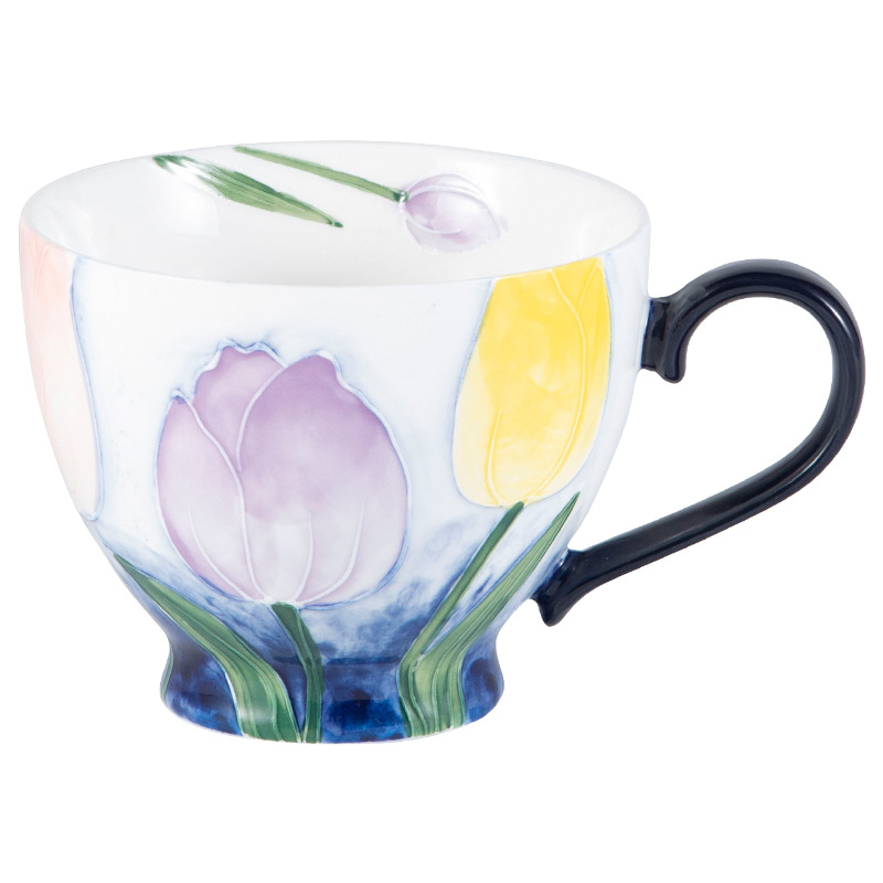 Hand-painted creative floral ceramic mug